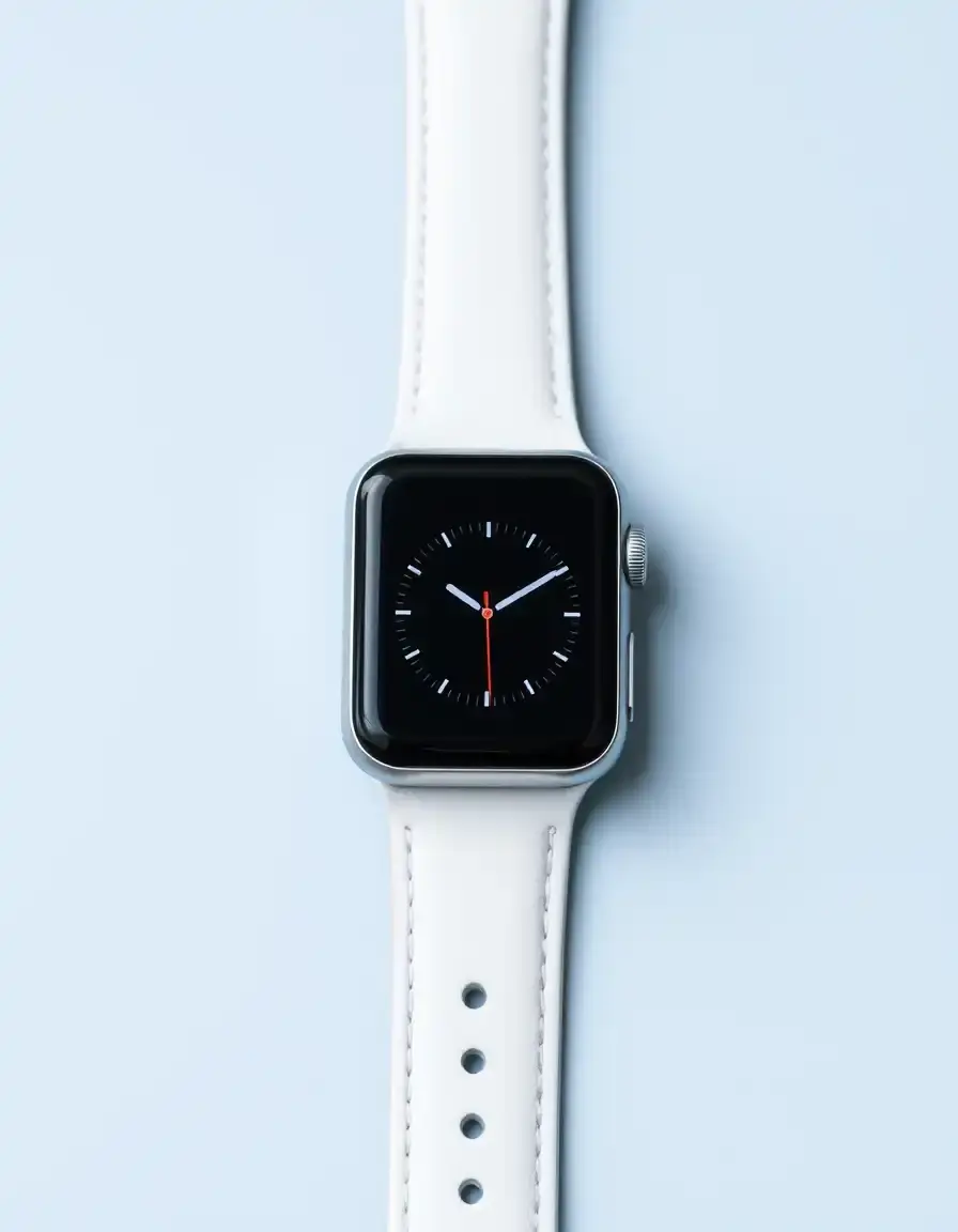 Crisp white leather Apple Watch band