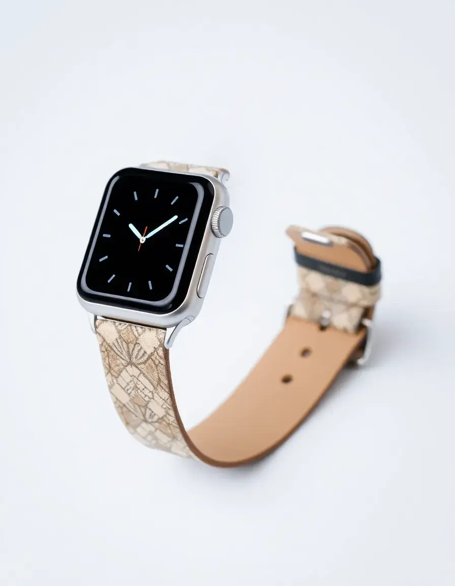 Patterned and textured leather Apple Watch band