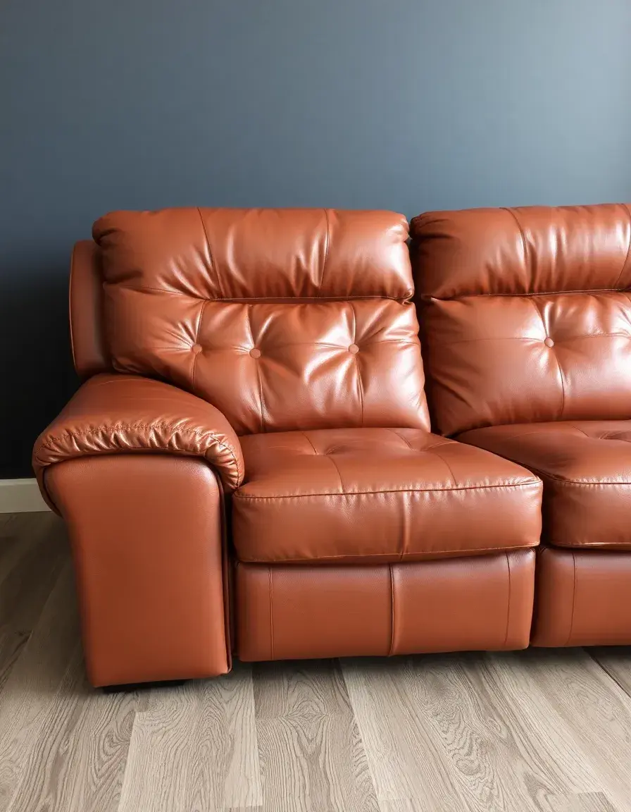 Reclining leather settee, comfort position