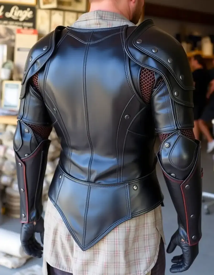 Custom fitted leather armor with multiple adjustment straps