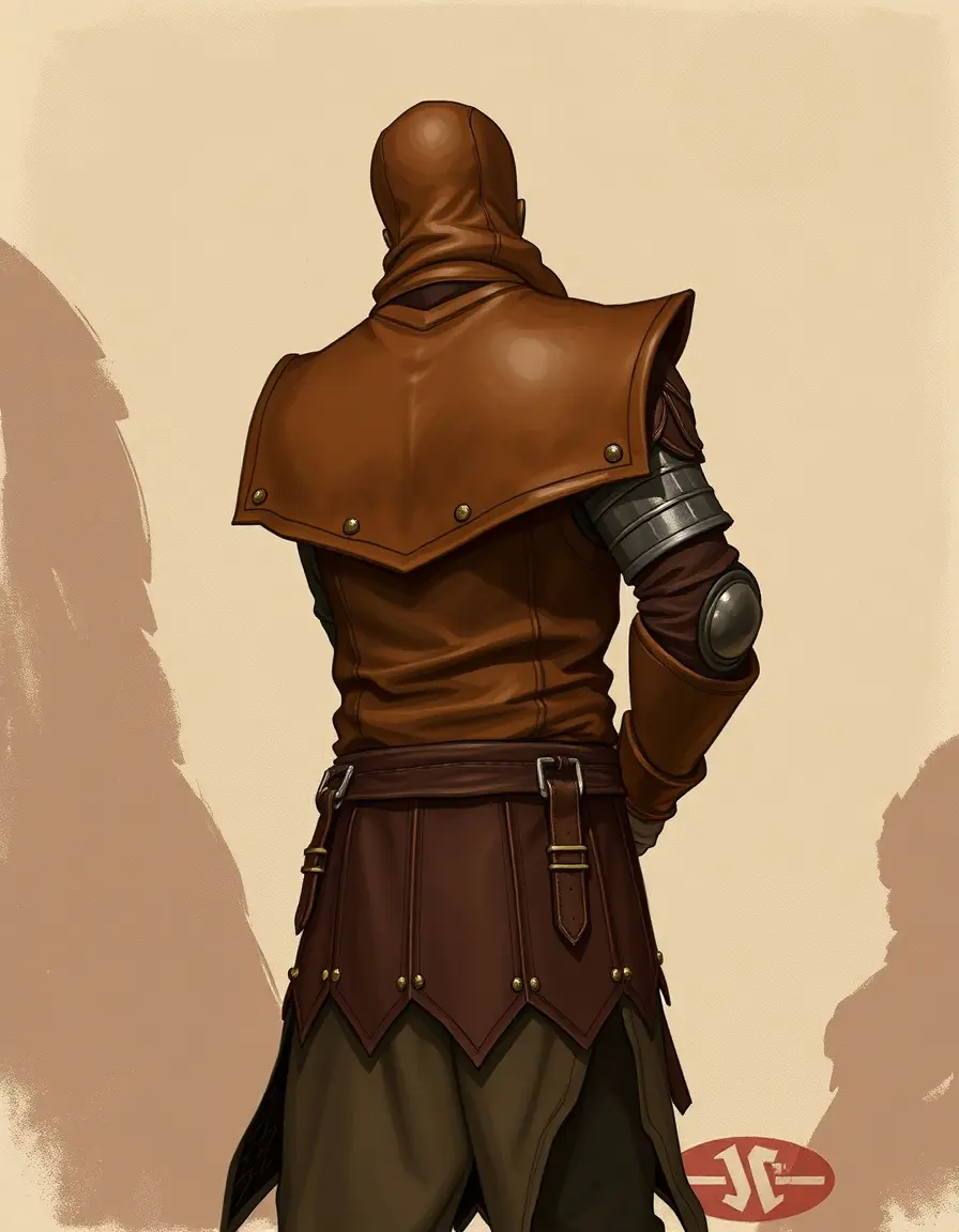 D&D 5e leather armor illustration showing a rogue in light gear