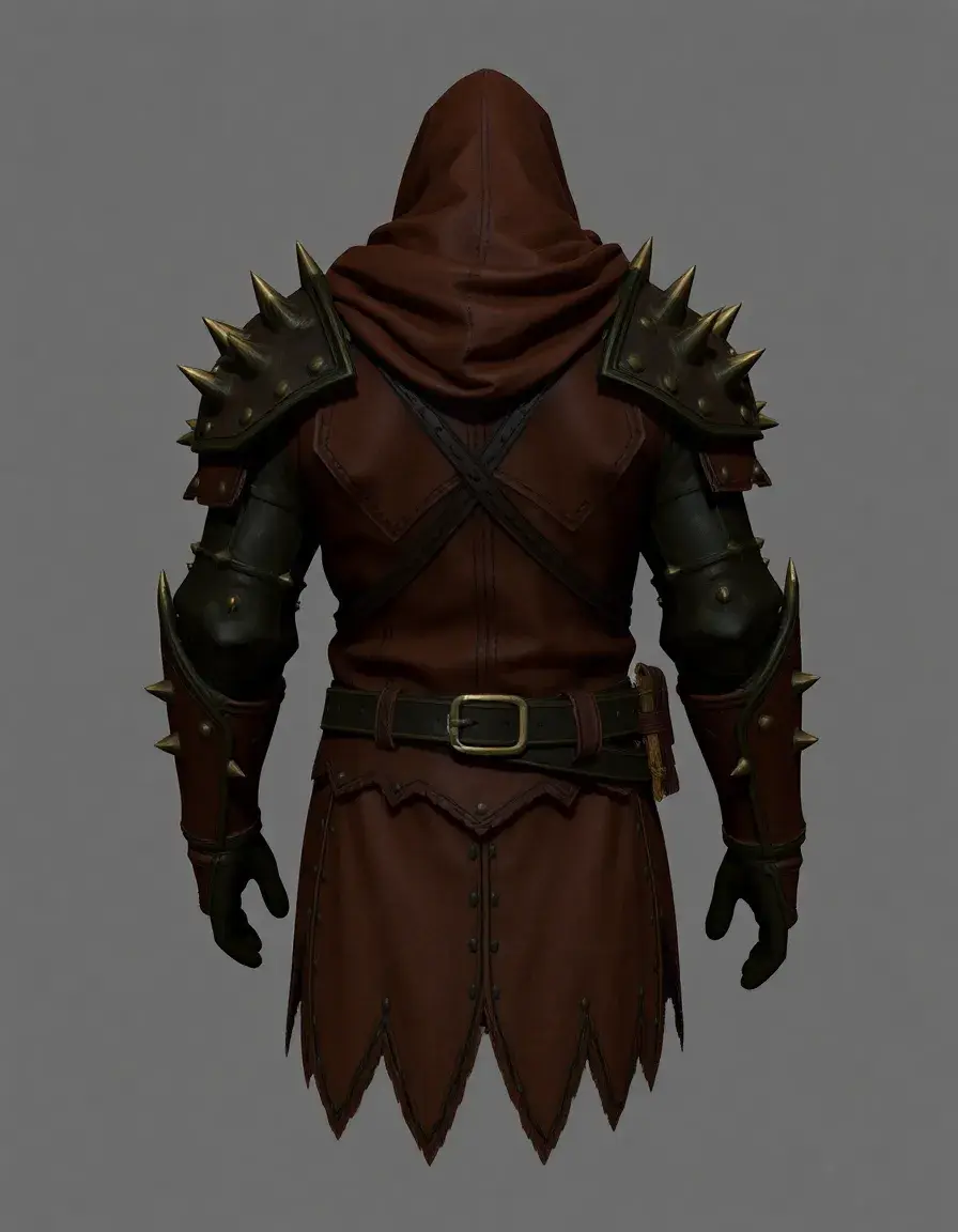 Spiked leather armor 5e with metallic spikes on shoulders