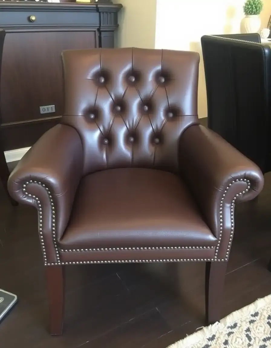 Tufted button leather dining chair in a classic style
