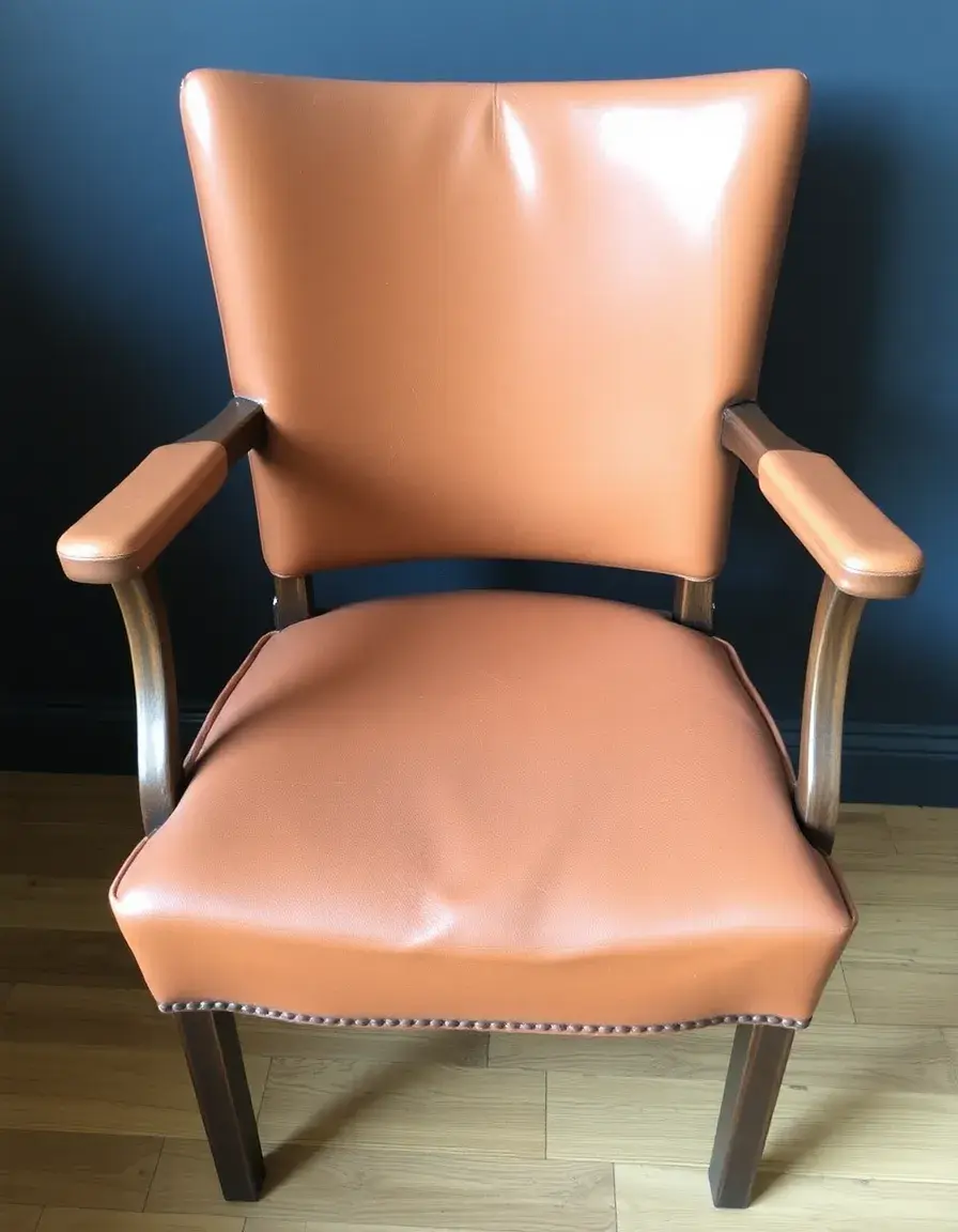 Vintage worn leather dining chair with a rustic feel