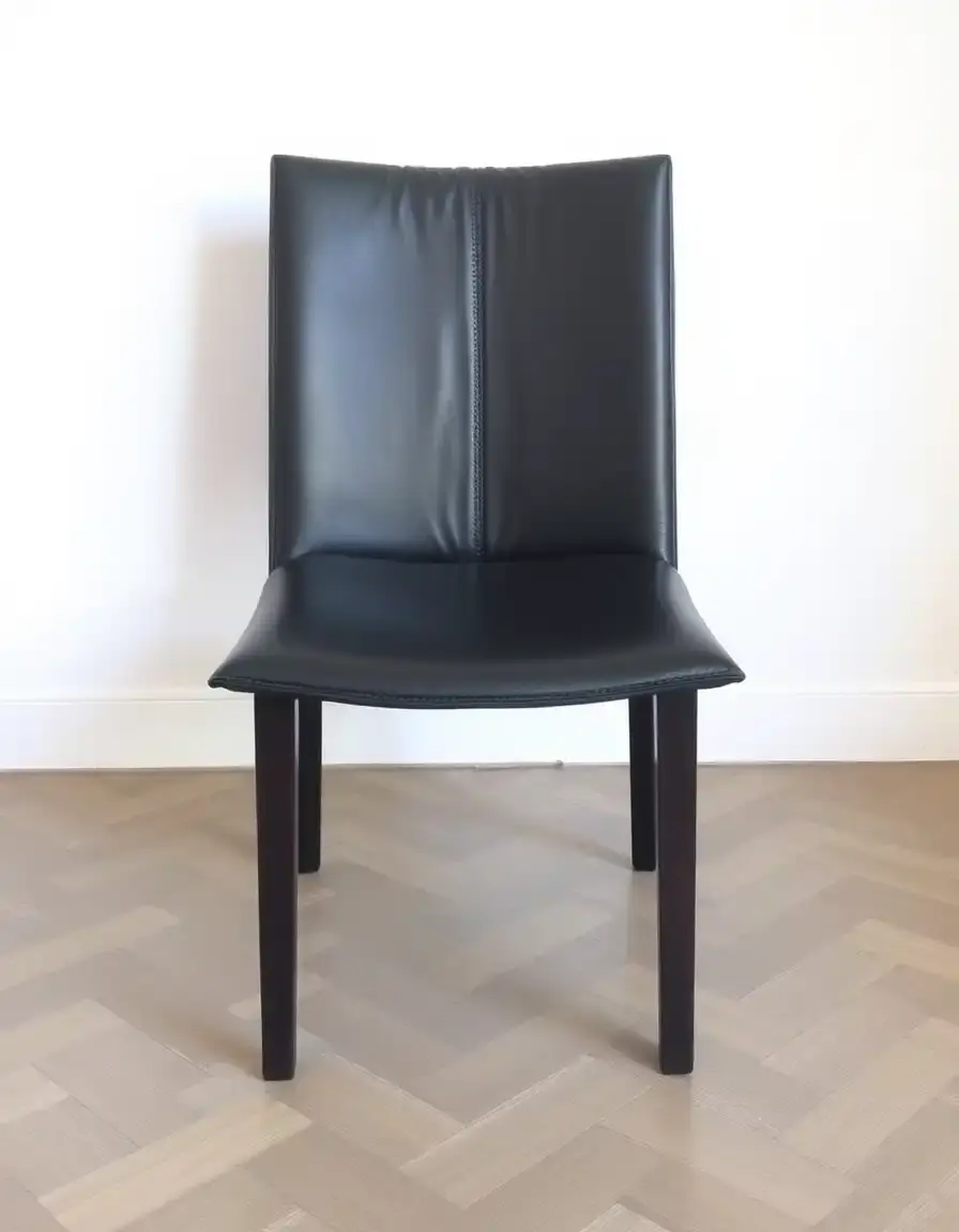 Armless leather dining chair, space-saving design