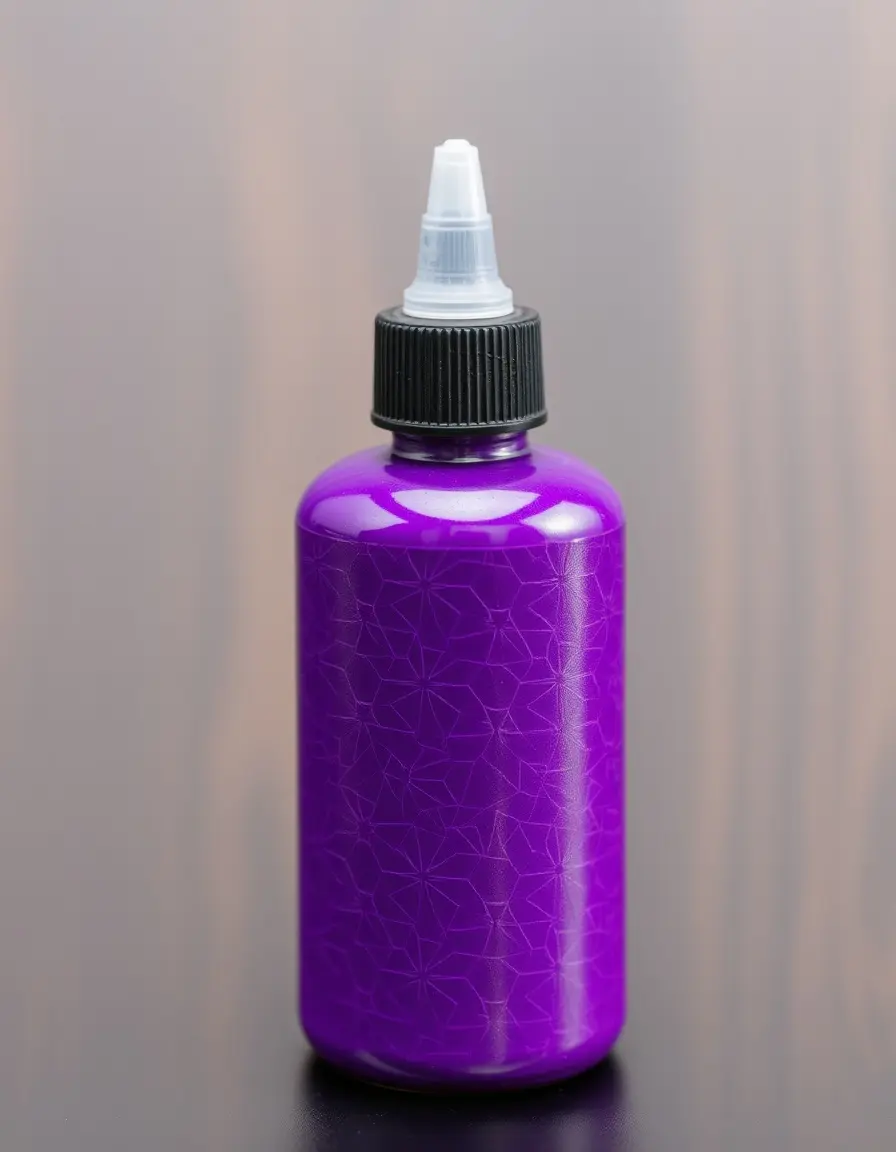 Purple leather dye bottle