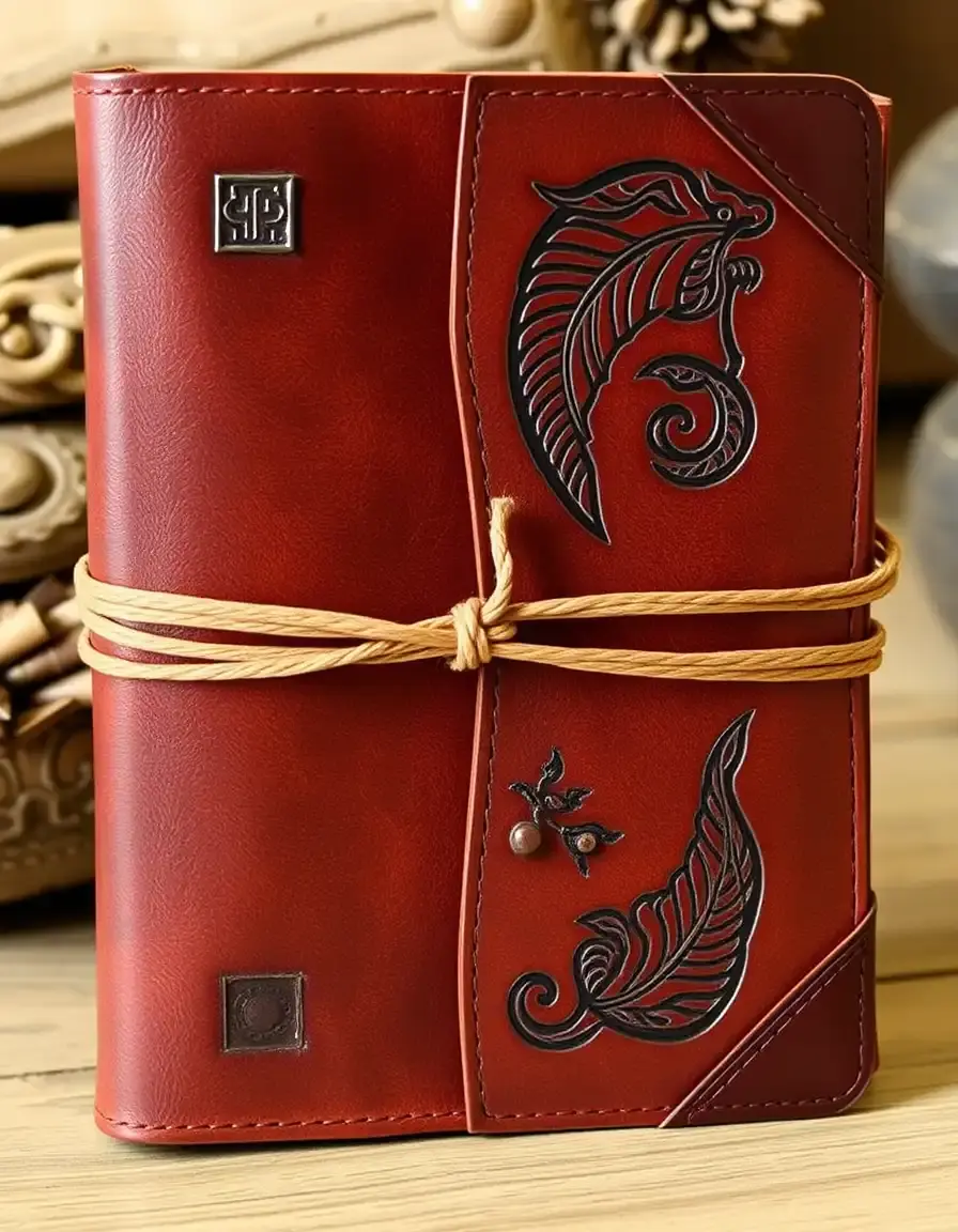 Refillable leather journal with strap