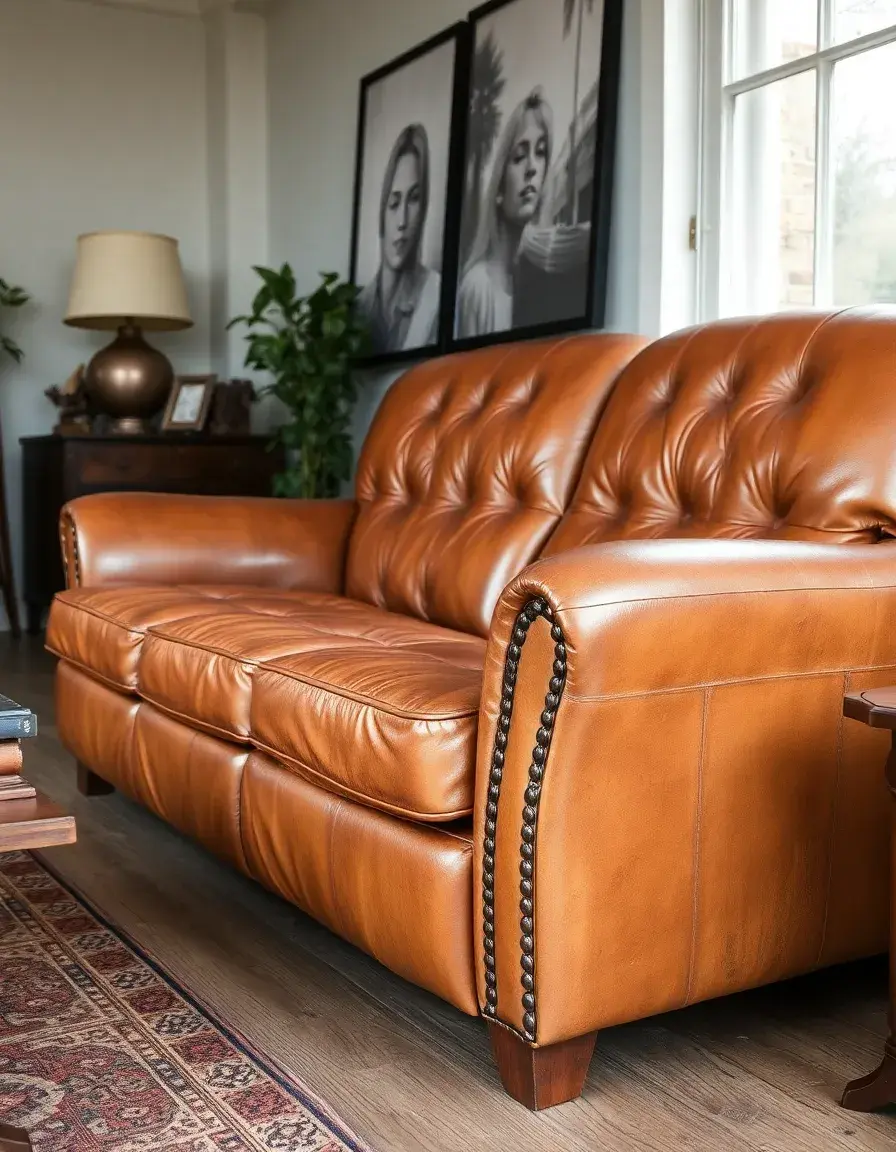 A distressed leather recliner sofa in vintage style