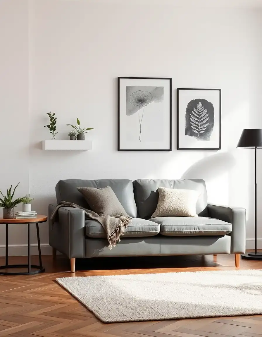 A small gray leather reclining sofa for apartments
