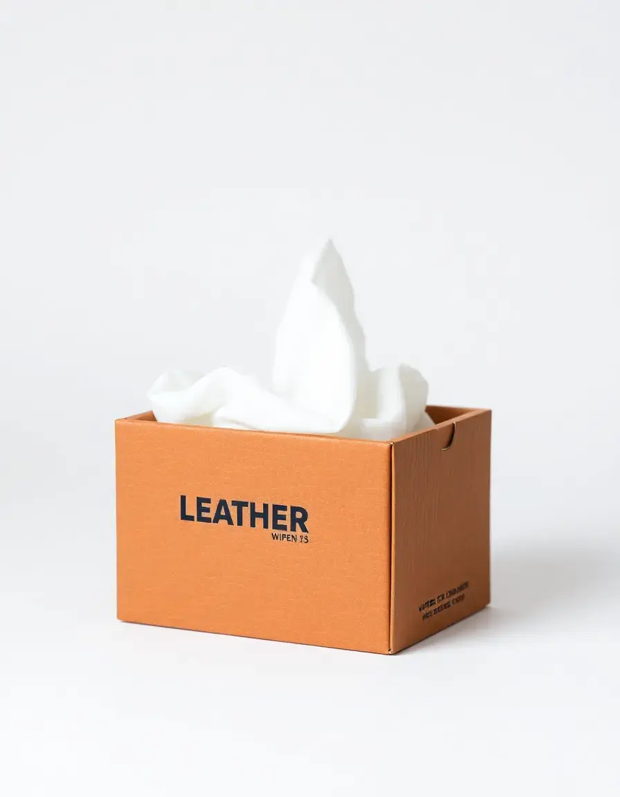 A box of leather cleaning wipes white background