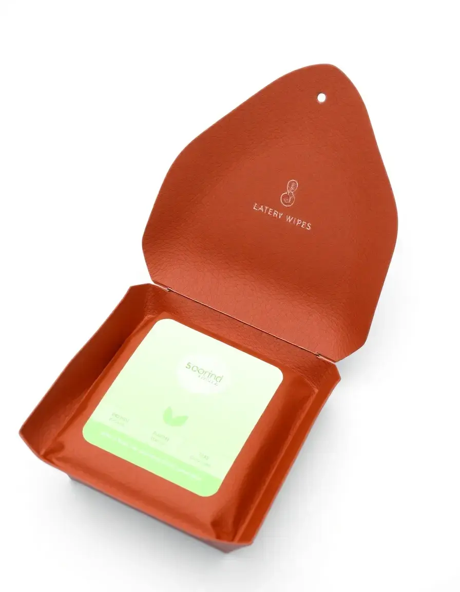 Biodegradable eco leather wipes green packaging