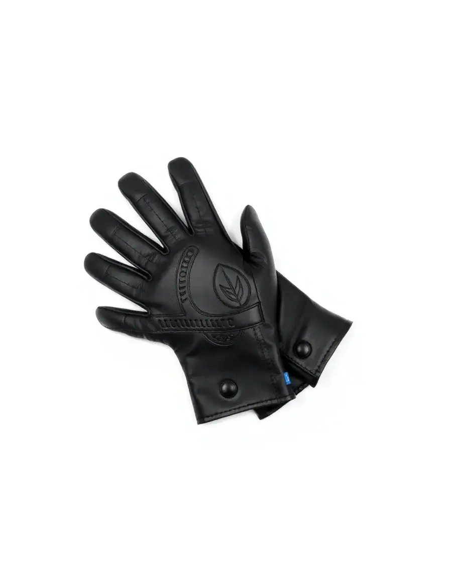 Soft black leather driving gloves fingerless