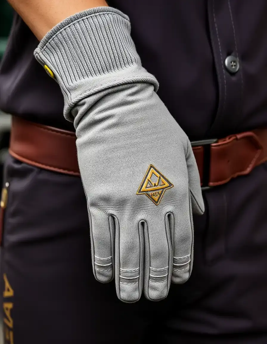 Gray mechanic leather gloves oil-resistant