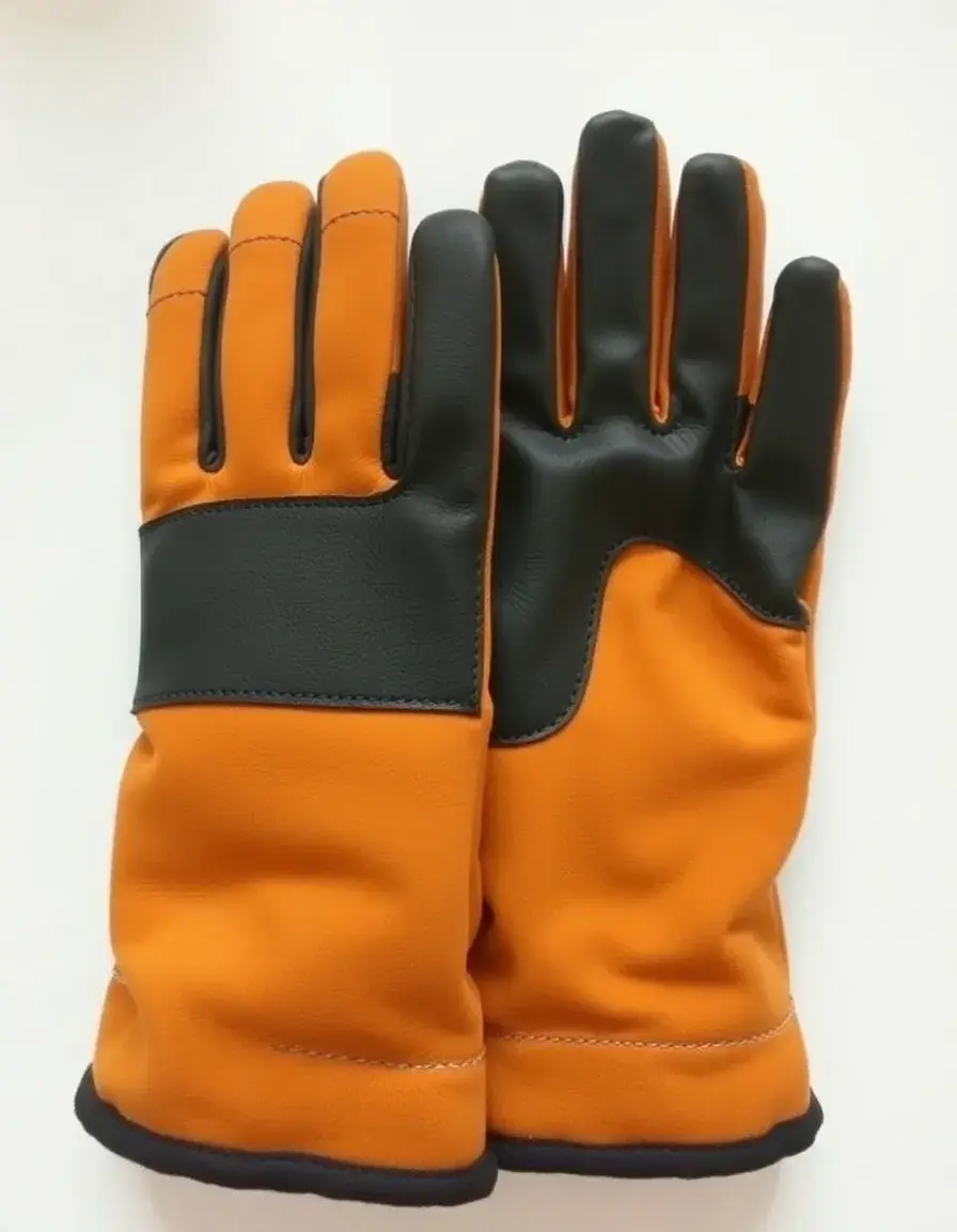 Insulated winter leather work gloves lined