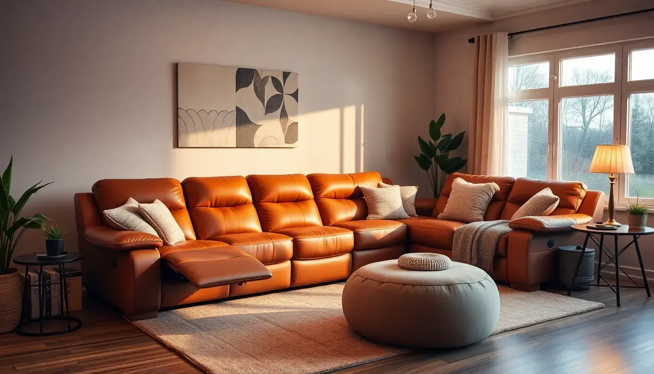 leather reclining sectional