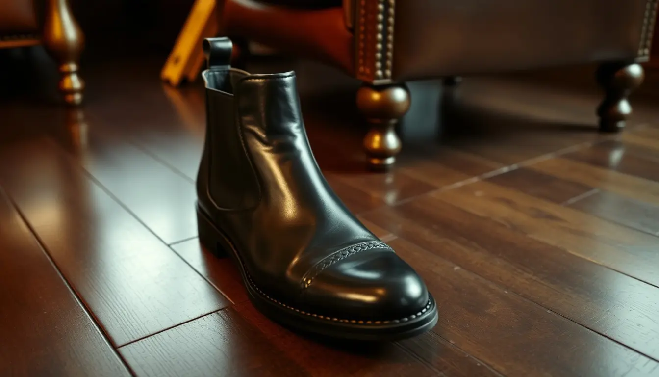 black leather boots