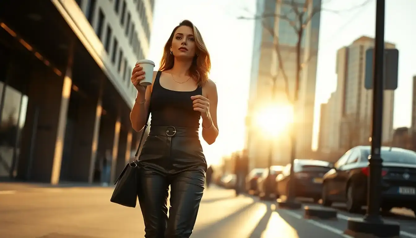leather trousers black