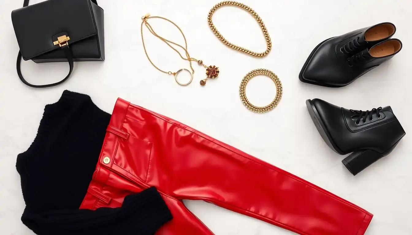 red leather pants