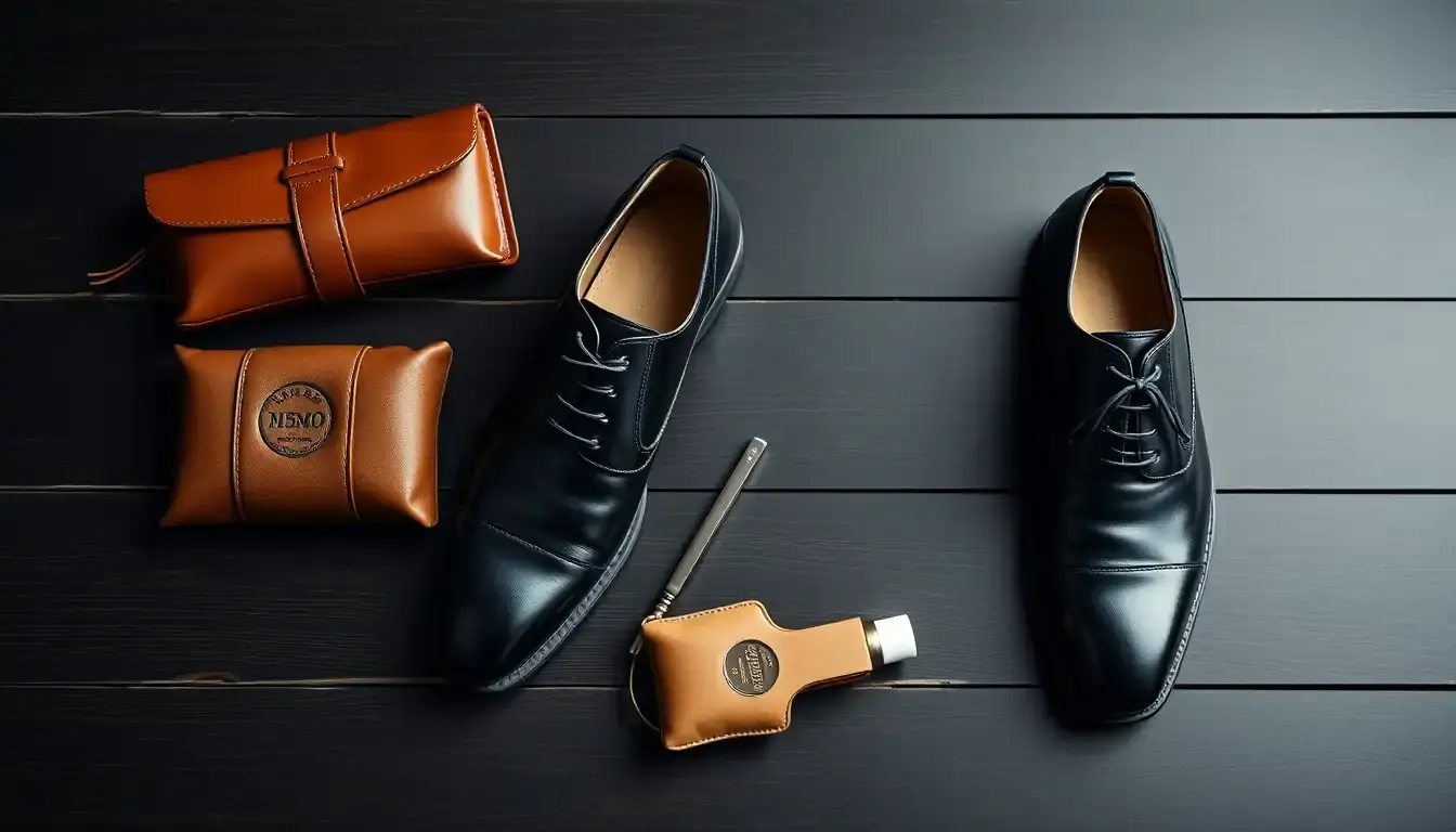 black leather shoes