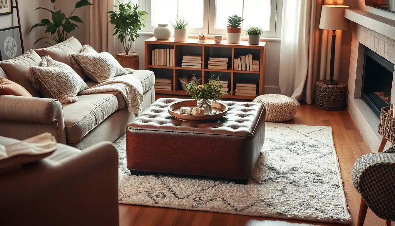 leather ottoman