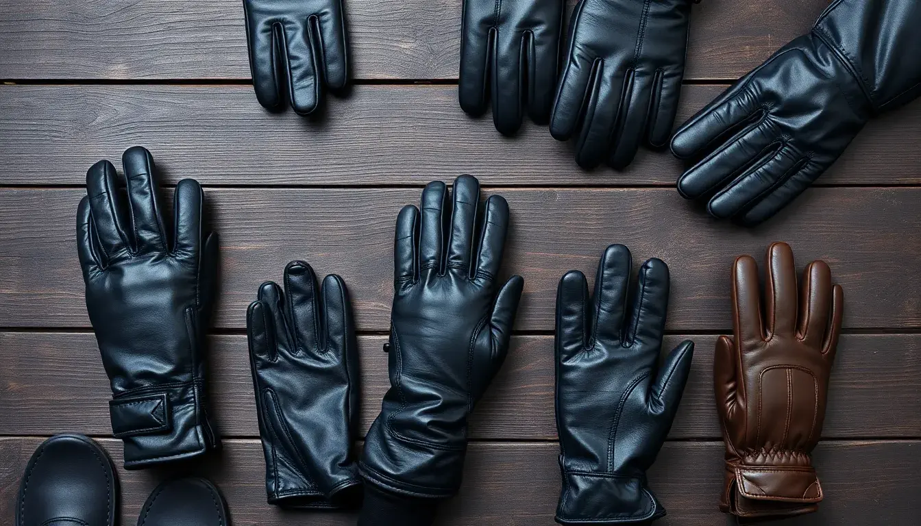 black leather gloves