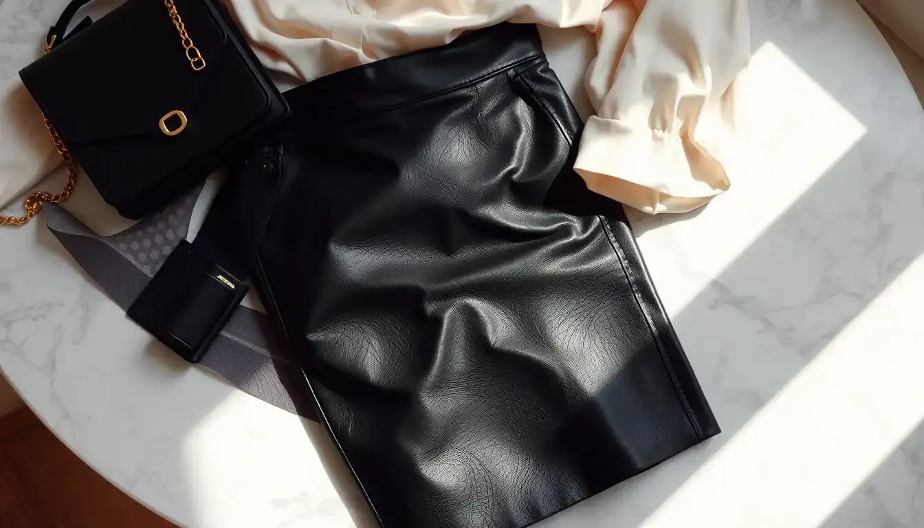 black leather mini skirt