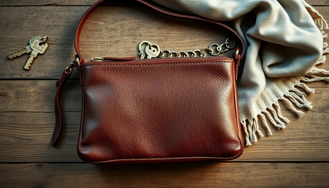 brown leather purse