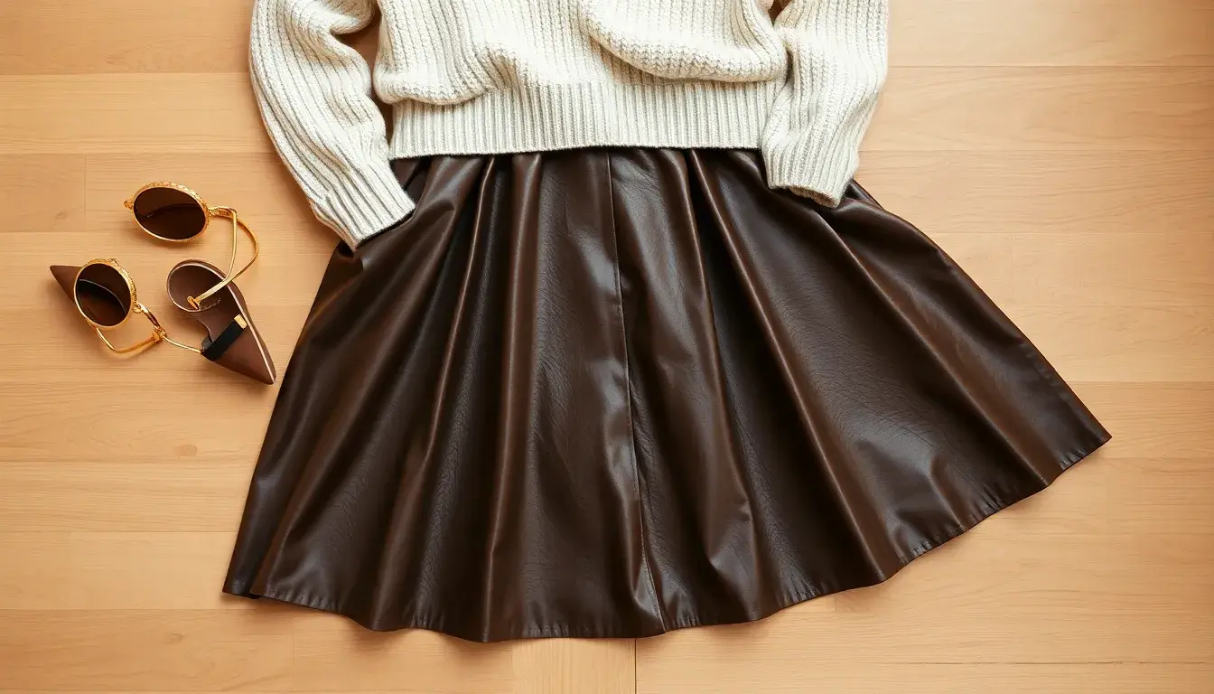 brown leather skirt