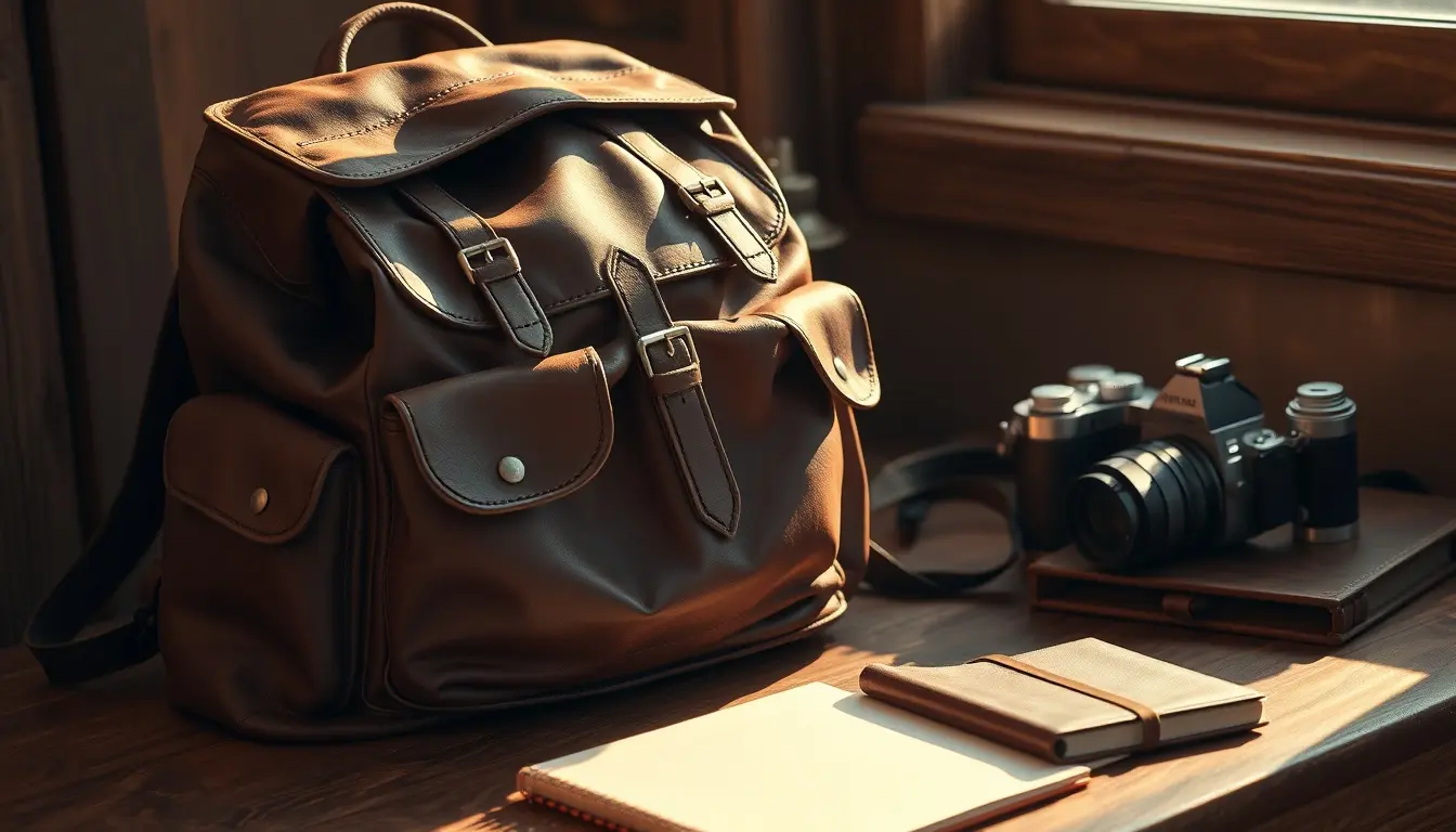 leather backpack men