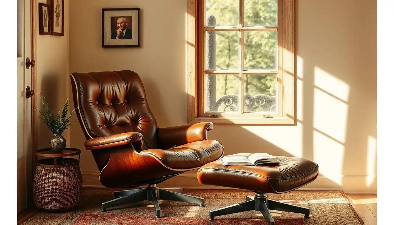 leather chair with ottoman
