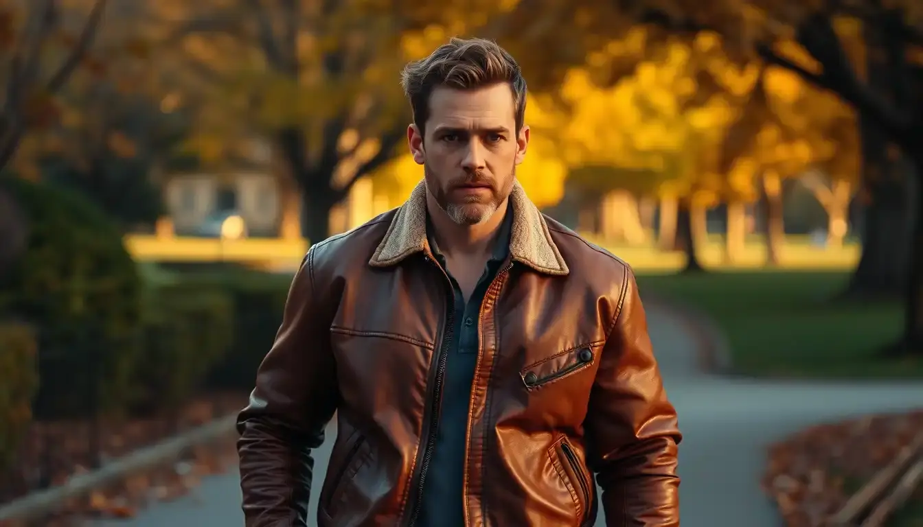 leather jacket for men brown colour