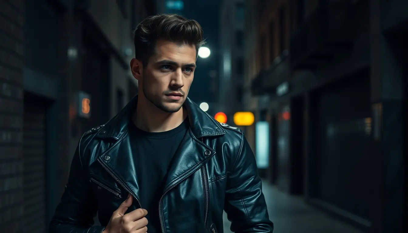leather jacket with red