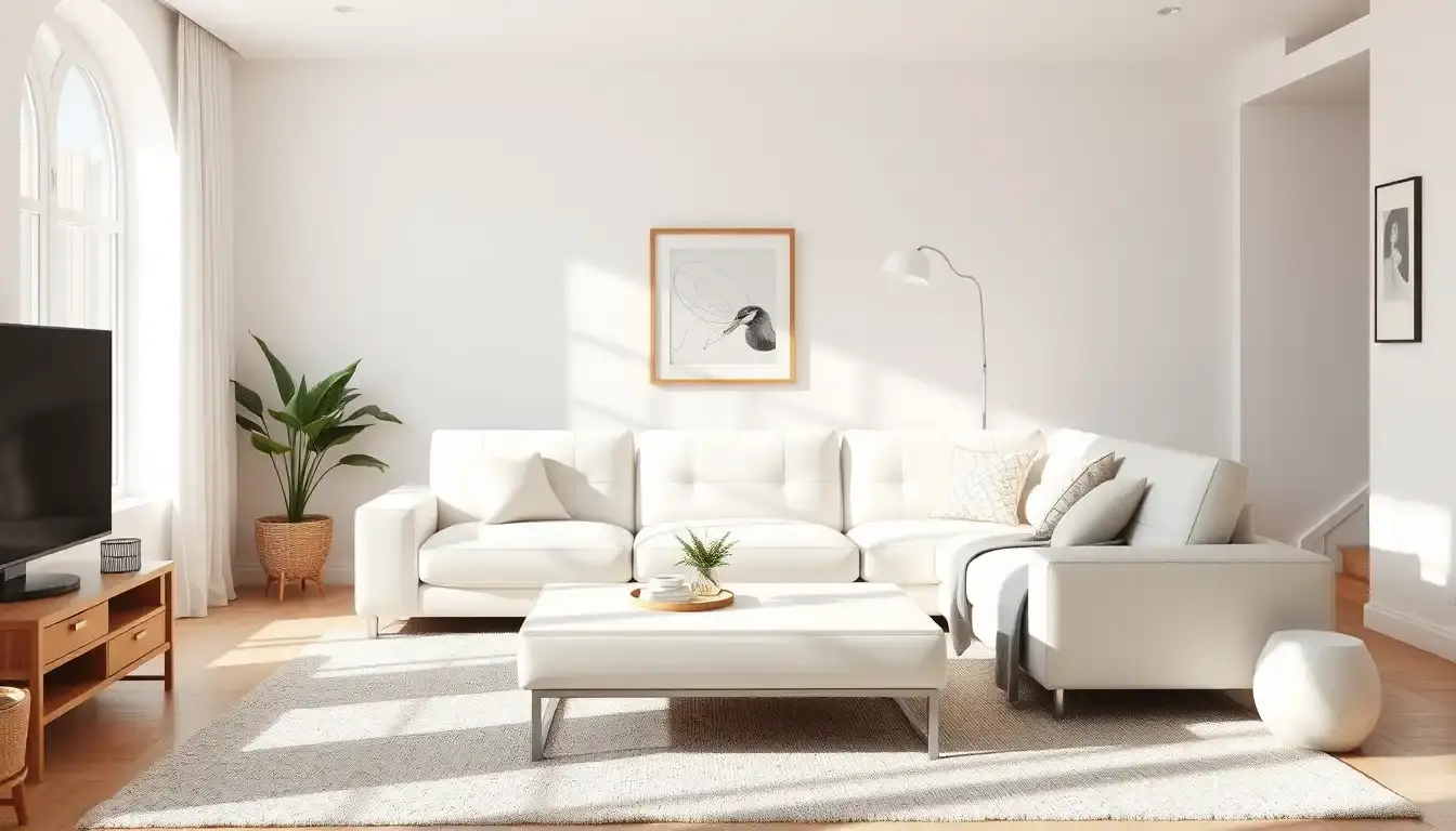 white leather couch