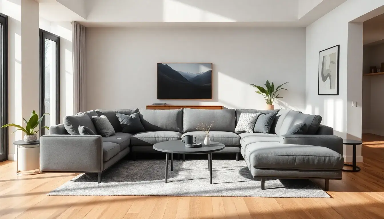 grey leather sofa