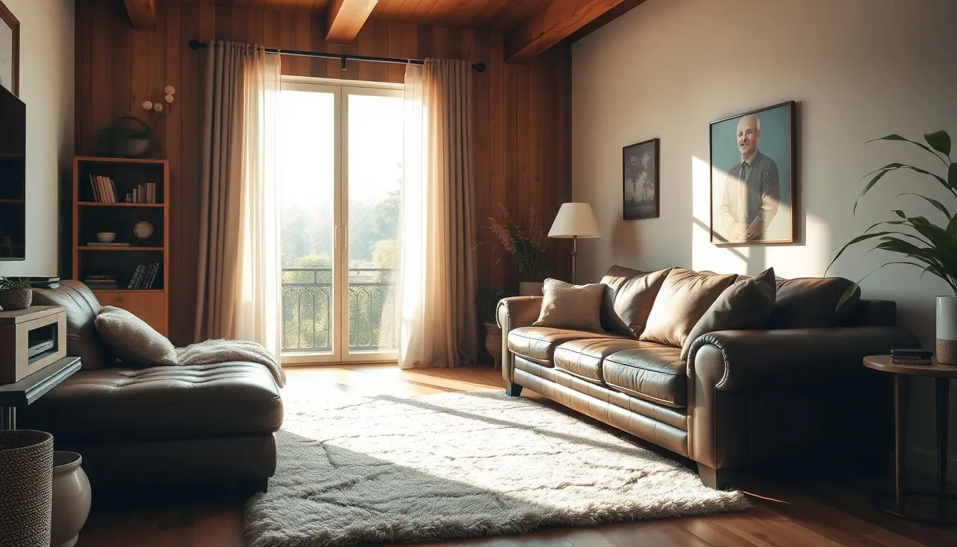 brown leather couch