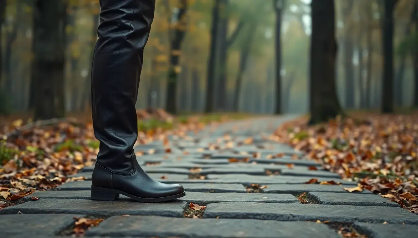 leather boots knee high brown