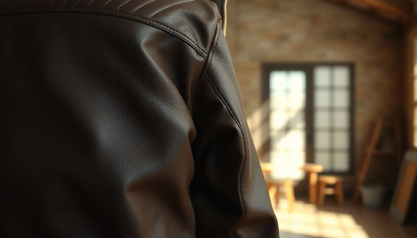 brown leather jacket