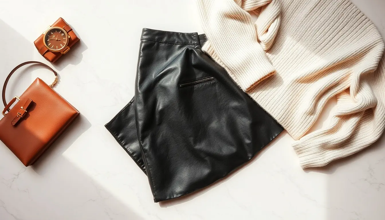 black leather skirt