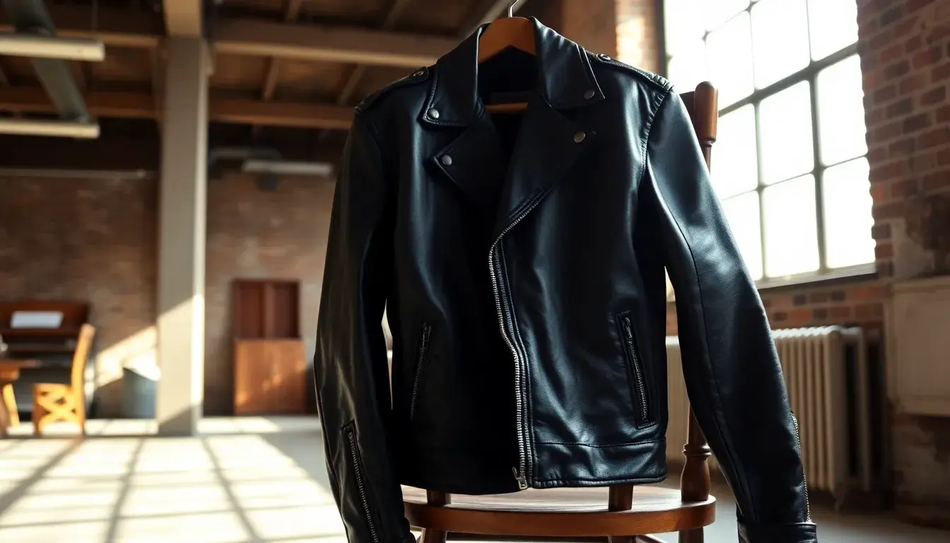 black leather jacket