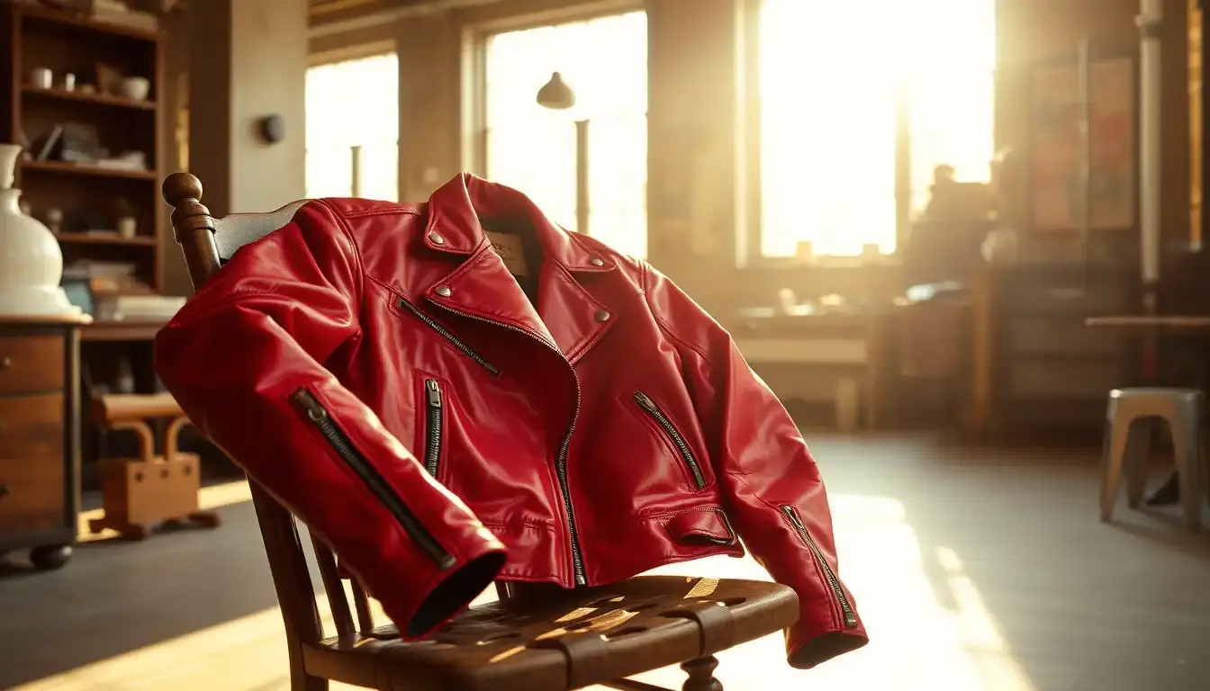 red leather jacket